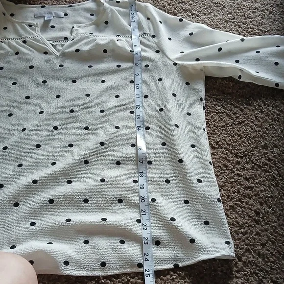 Fever women's slit collar polka dot quarter sleeve blouse size large - Picture 12 of 13